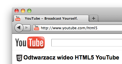 Strona youtube.com/html5 (odtwarzacz wideo HTML5 YouTube)